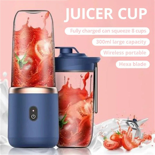 1pc Blue/Pink Portable Small Electric Juicer Stainless Steel
